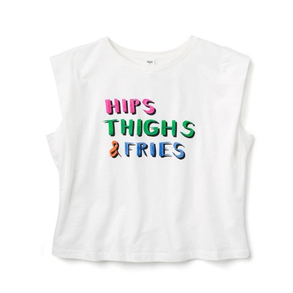 Tabitha Brown for Target - SIZE L - Hips Thighs & Fries Graphic Tank Top - White